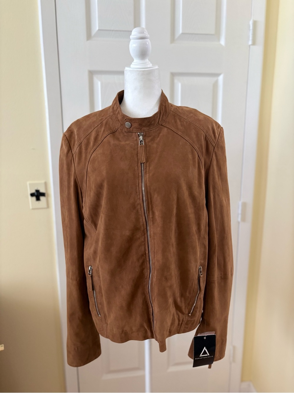 Serge Pariente Paris Cognac Suede Leather Bomber Jacket